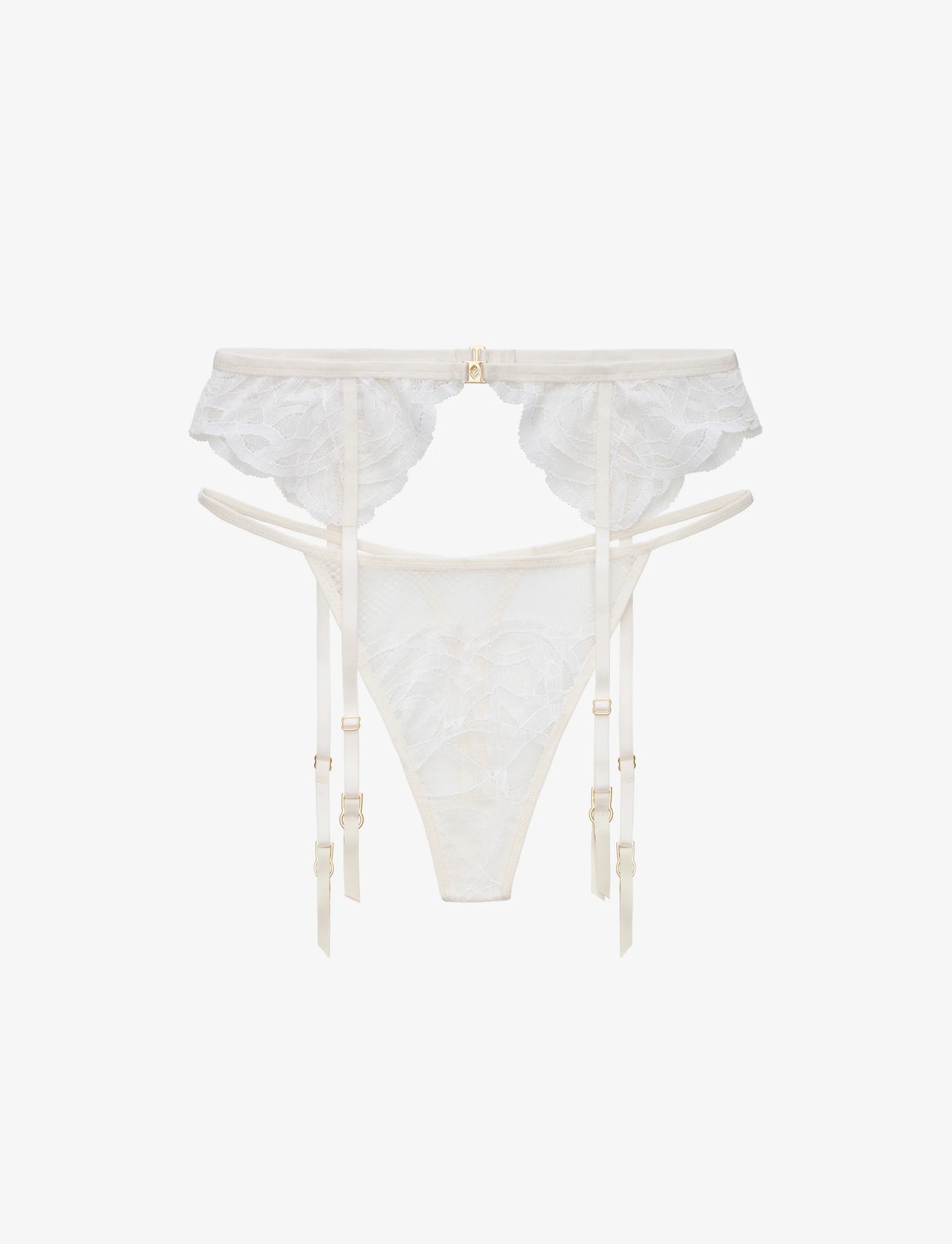 Rose Lace Thong & Garter Set