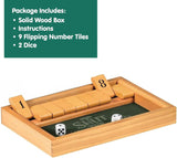 Shut the Box Family Game of Strategy and Chance Includes Collectible Wooden Game Box Felt Bottom Rounded Dice and Detailed Instructions Ages 6 and Up