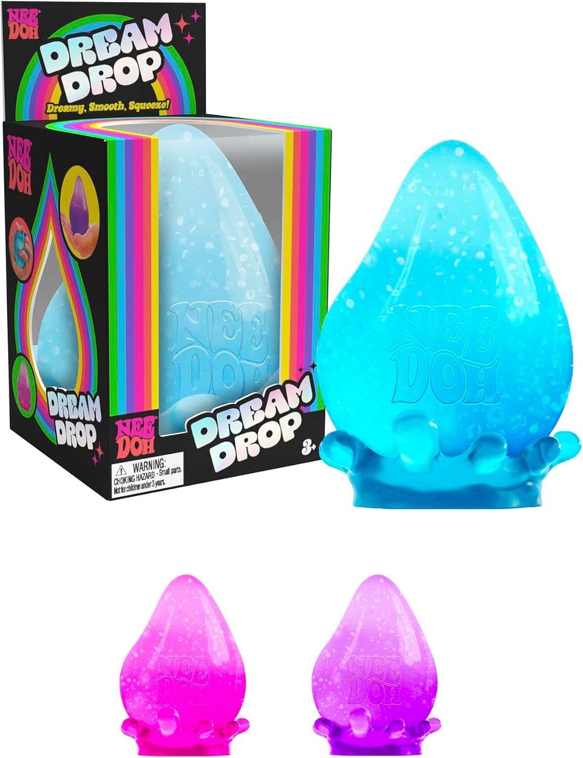 Needoh Dream Drop Sensory Squeeze Toy with Super Solid Squish 225 Cube Colors May Vary Pack of 1 Bilingual Packaging