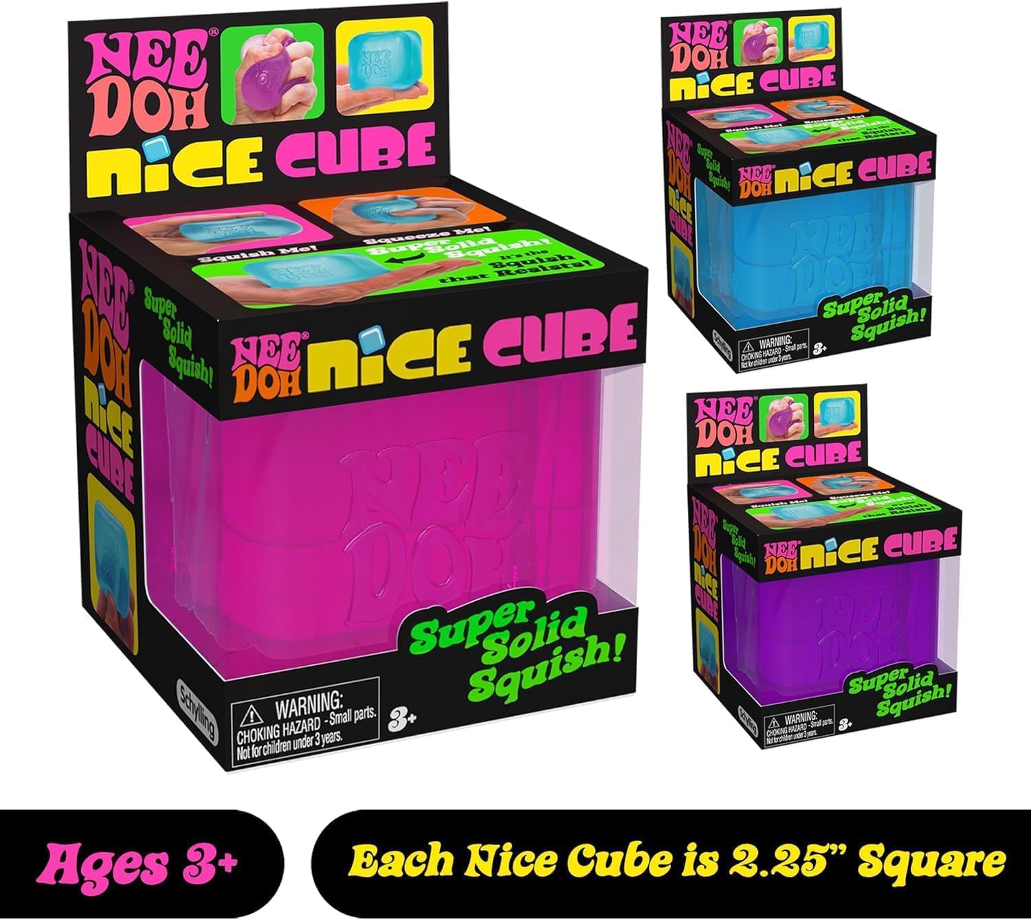 NeeDoh Nice Cube Sensory Squeeze Toy with Super Solid Squish 225 Cube Purple