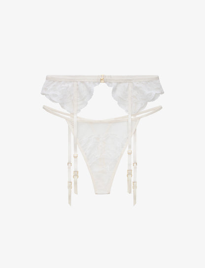 Rose Lace Thong & Garter Set