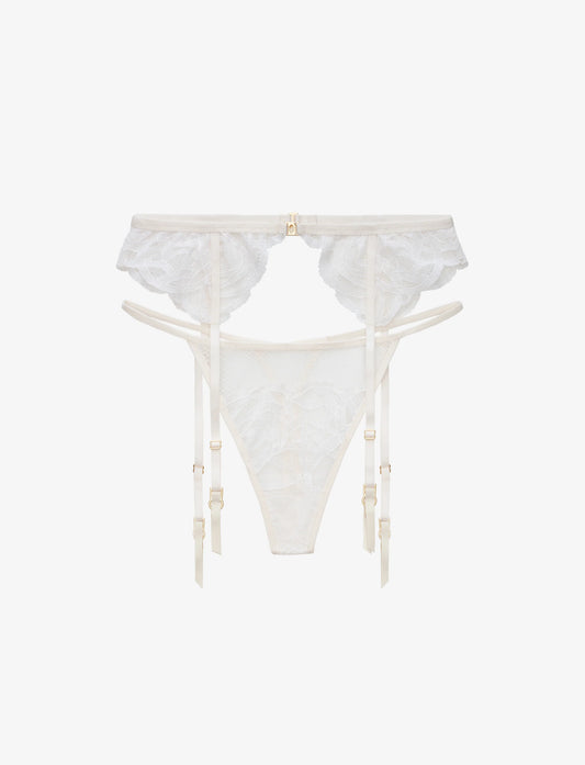 Rose Lace Thong & Garter Set