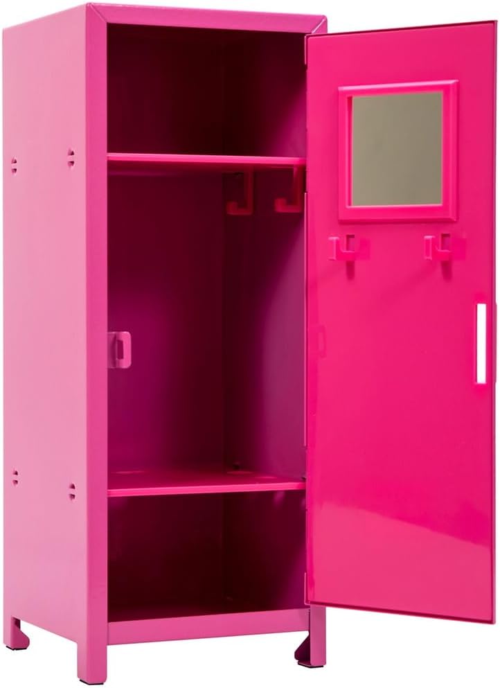 Girls Talk Pink Mini Locker 1125 Decorative Metal Storage Locker with 17 Mix and Match Magnets Lock and Keys Ages 4 12