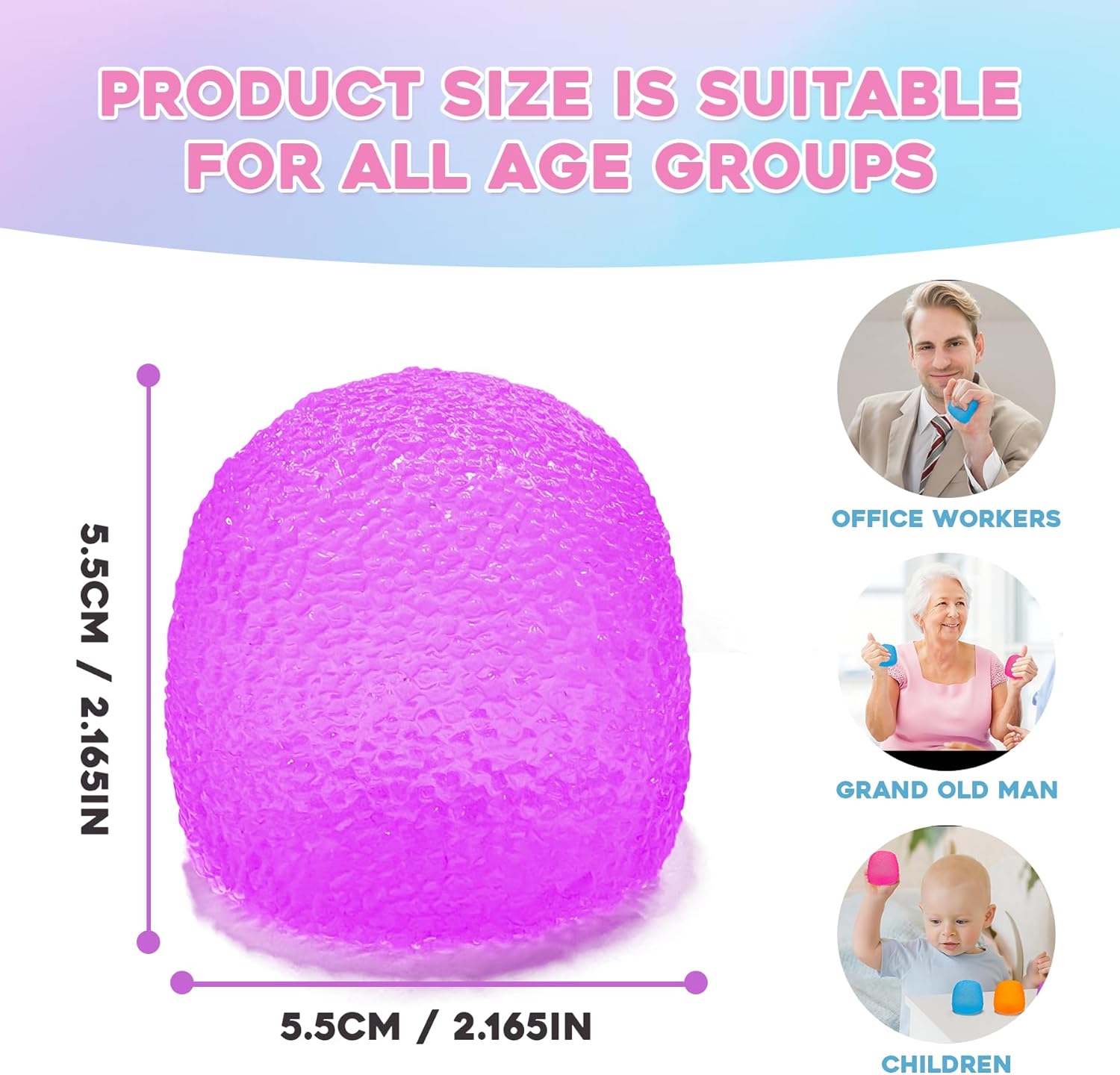 Squishy Fidget Toys Stress for Kids and Adults Super Solid Squeeze BallSensory for Stress Relief Birthday Easter Basket Stuffers and Party Favors Purple