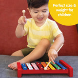Wooden Xylophone Colorful Kids Instrument Includes Wooden Mallets and Embossed Metal Keys Ages 3 and Up