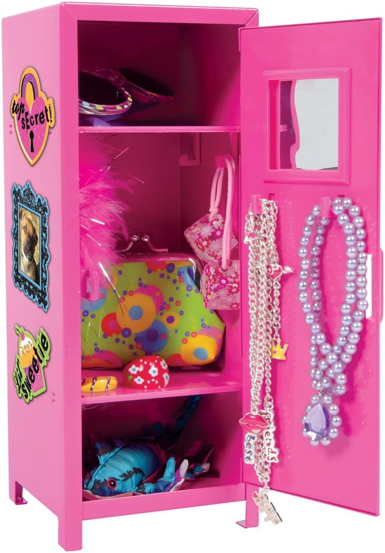 Girls Talk Pink Mini Locker 1125 Decorative Metal Storage Locker with 17 Mix and Match Magnets Lock and Keys Ages 4 12