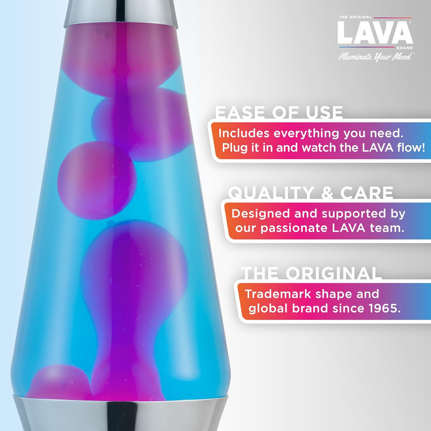 The Original Lava Lamp 145 Techno Chrome Classic Liquid Motion Lamp Pink Lava and Blue Liquid Item 2097 Amazon Exclusive