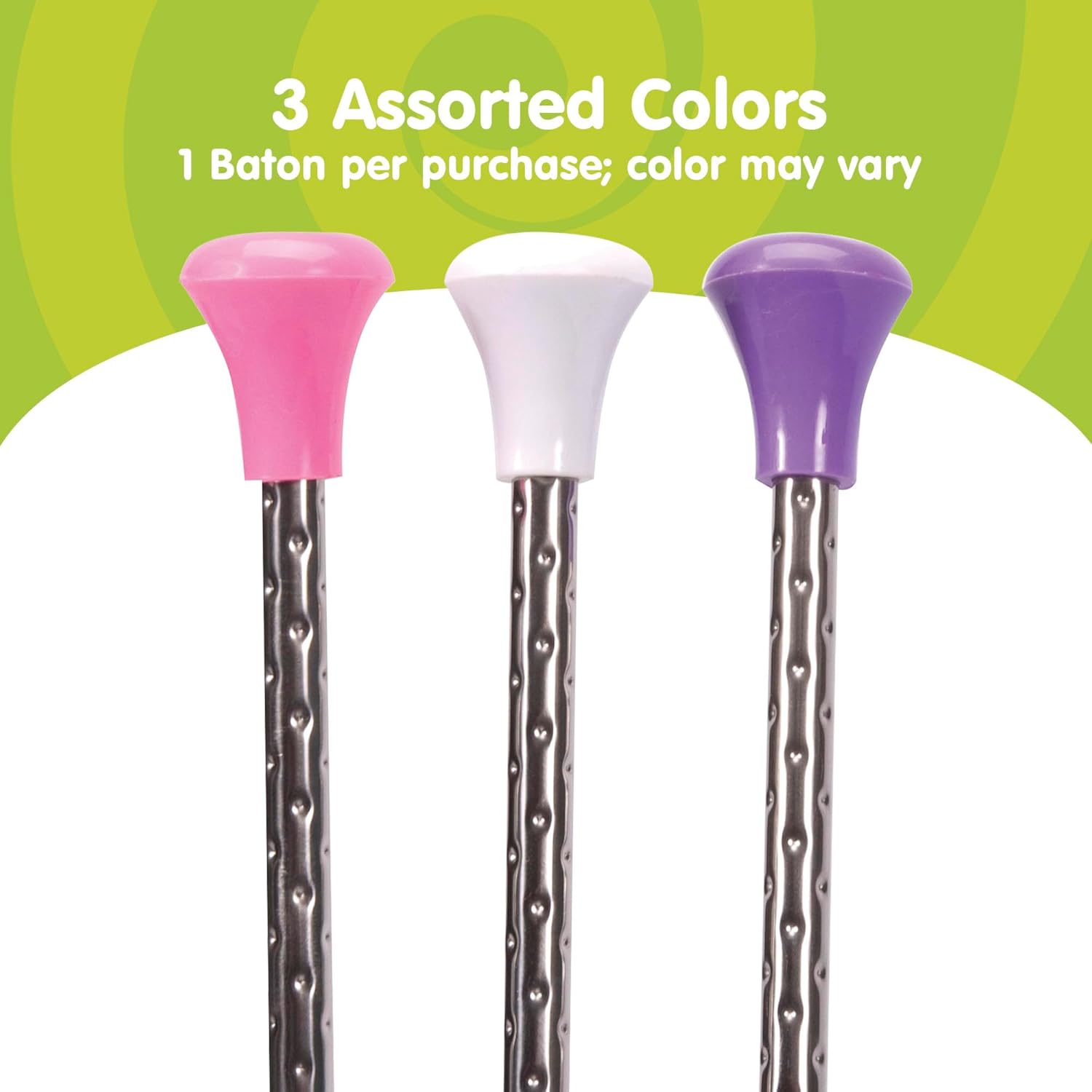 Twirling Baton Metal Kids Baton Rubberized Ends in Assorted Pink White and Purple Colors Ages 3 and Up One Baton