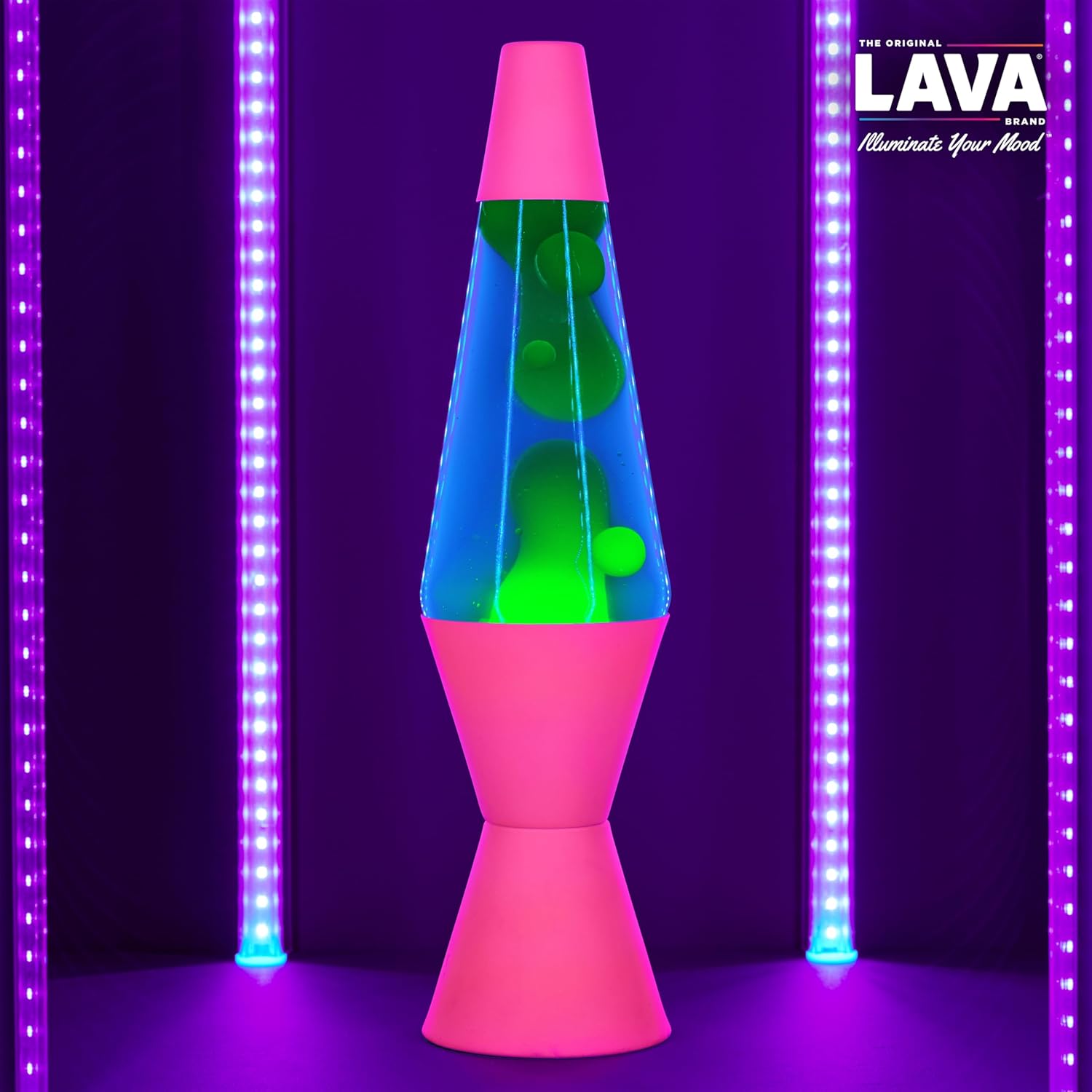 Lava The Original Lamp 145 Neon Pink Classic Liquid Motion Lamp Green Yellow and Blue Liquid Item 2383 Amazon Exclusive