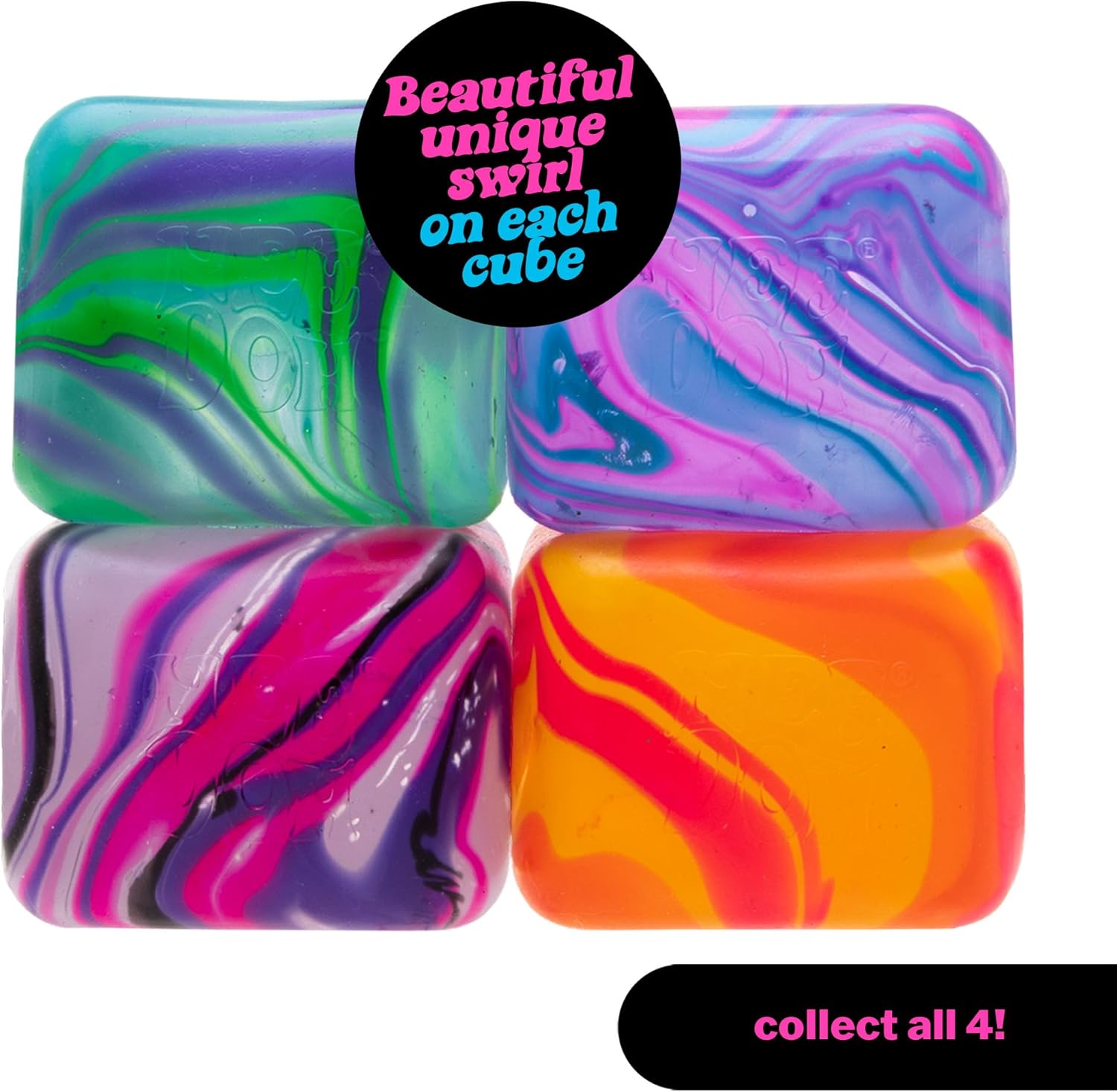 NeeDoh Nice Cube Swirl Sensory Toy with a Super Solid Squish Unique Swirling Color Blend Ages 3 and Up Purple Blue One Cube Per Pack