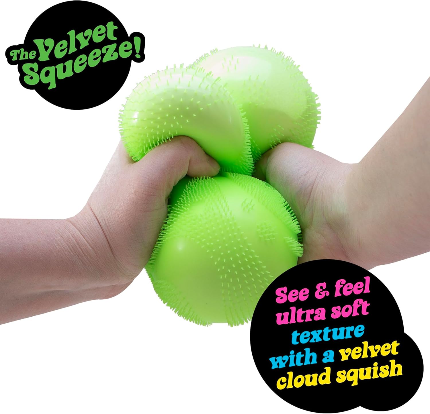 Super NeeDoh Fuzzball Stress Ball Fidget Toy Huge 45 in Diameter Jumbo Squishy Squeezy Fun Colors Assorted 1 Per Pack
