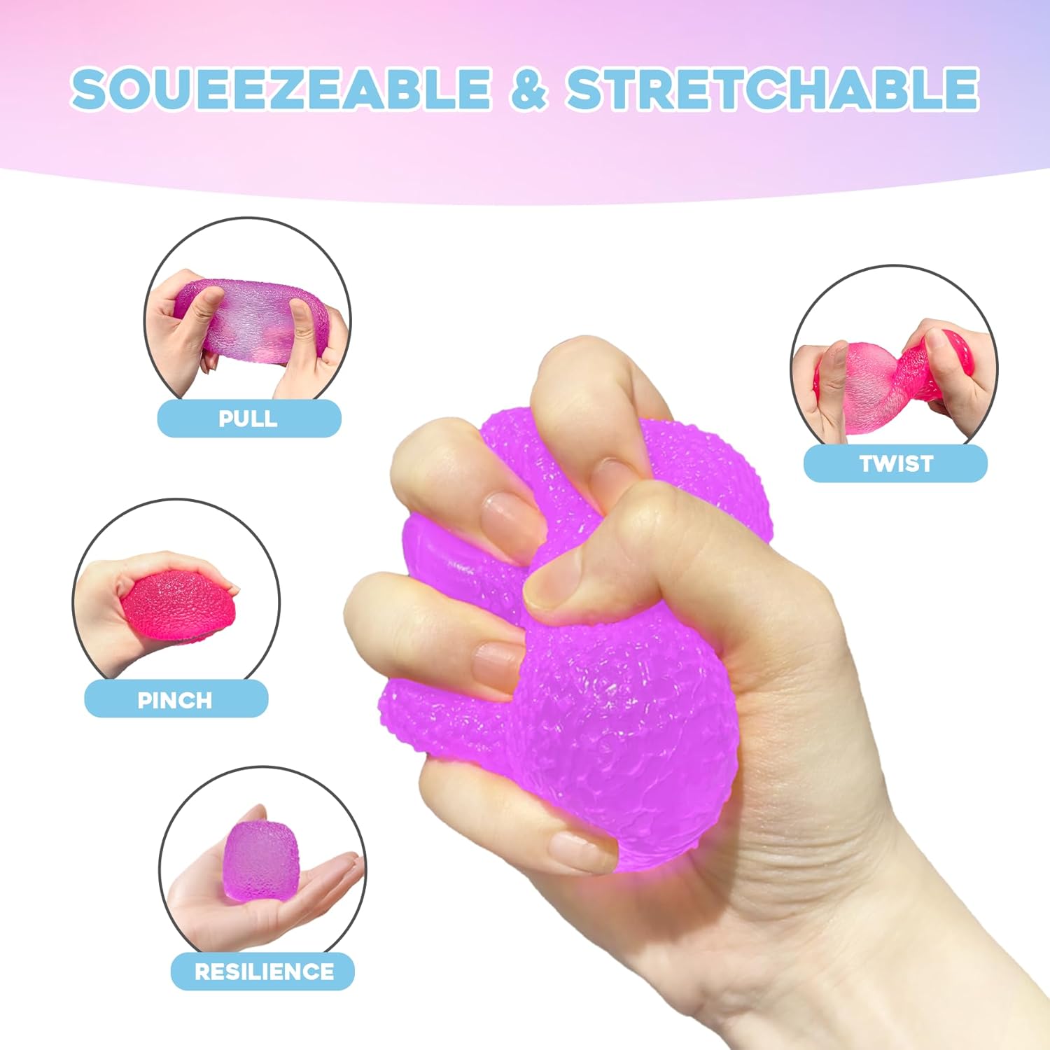 Squishy Fidget Toys Stress for Kids and Adults Super Solid Squeeze BallSensory for Stress Relief Birthday Easter Basket Stuffers and Party Favors Purple
