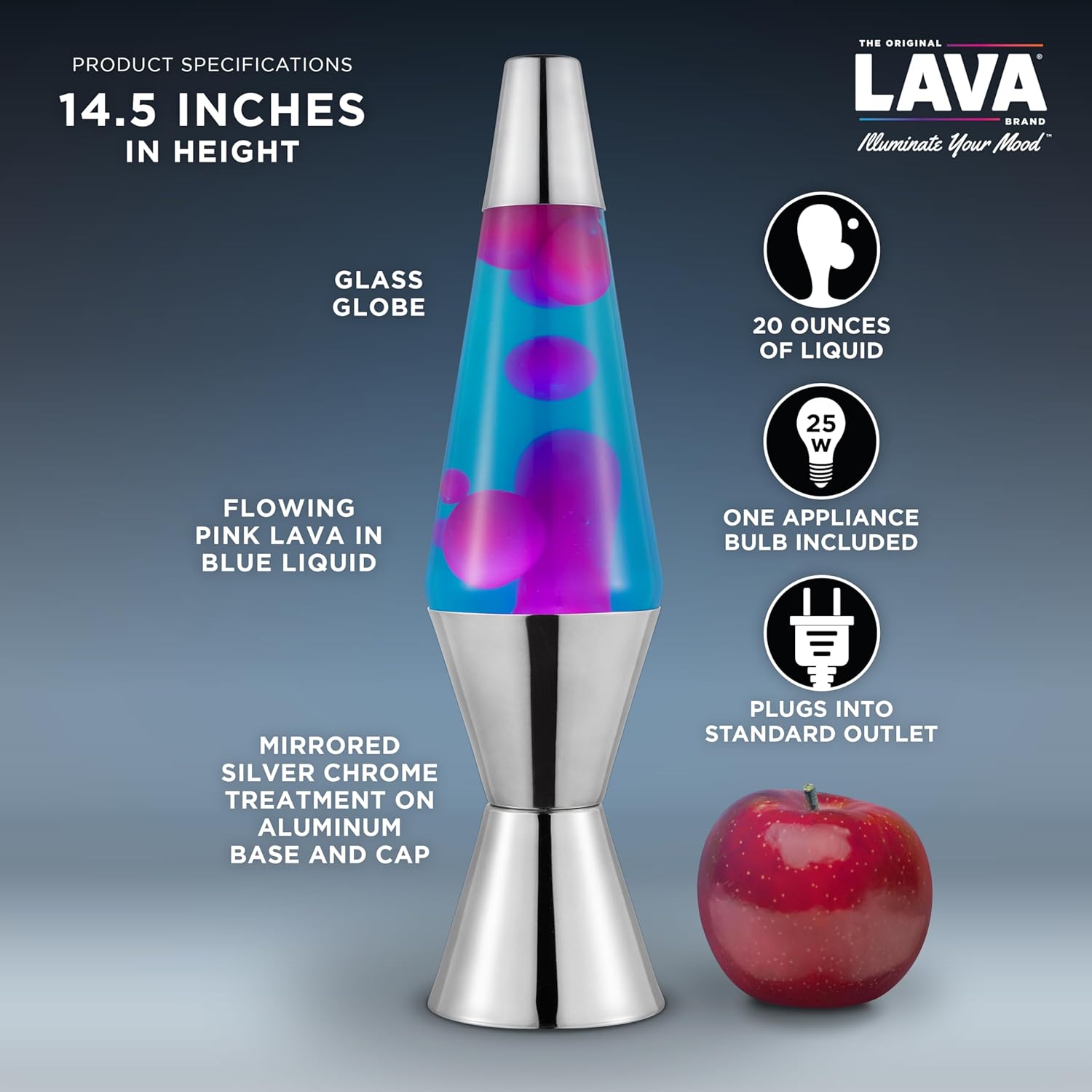 The Original Lava Lamp 145 Techno Chrome Classic Liquid Motion Lamp Pink Lava and Blue Liquid Item 2097 Amazon Exclusive