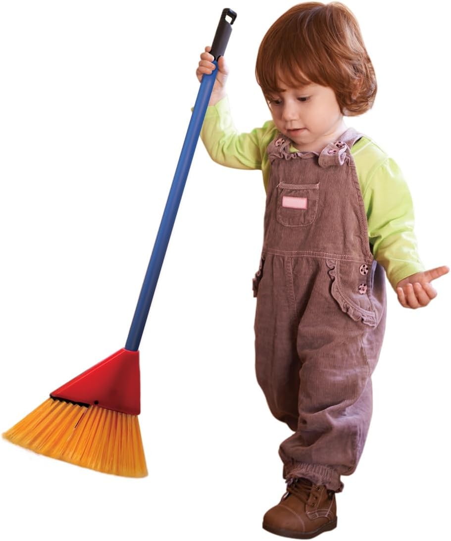 Childrens Broom Set Kids Pretend Play Cleaning Kit Includes Broom Dustpan and Brush Ages 3 and Up