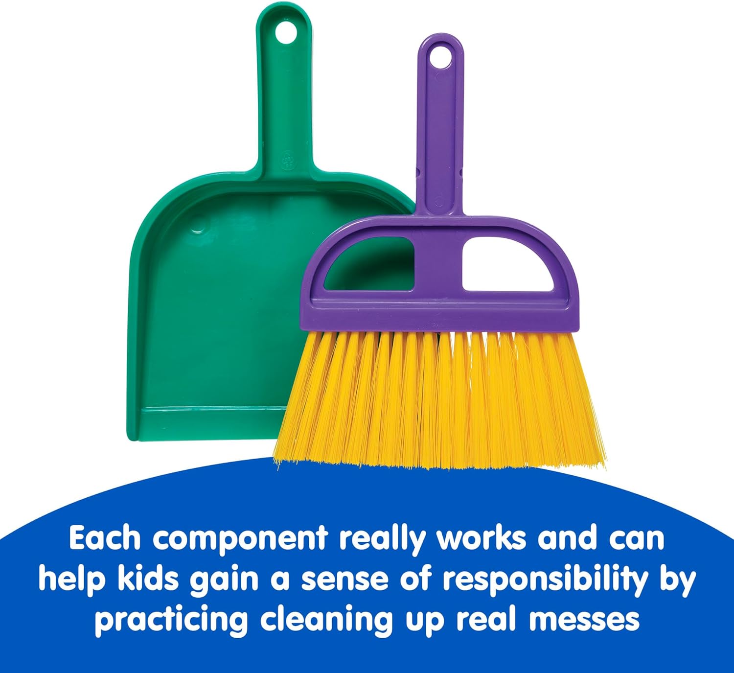Childrens Broom Set Kids Pretend Play Cleaning Kit Includes Broom Dustpan and Brush Ages 3 and Up