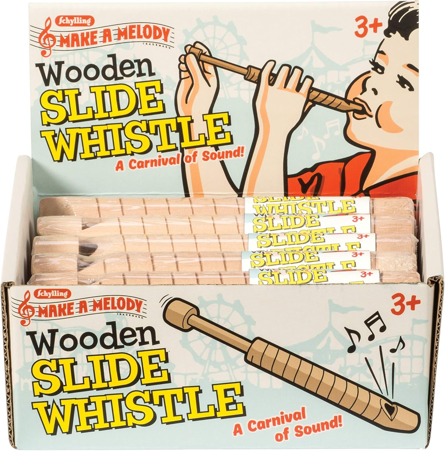 Wood Slide Whistle Toy Cream Pack of 2