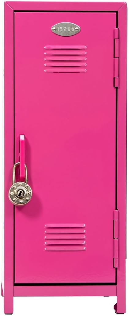 Girls Talk Pink Mini Locker 1125 Decorative Metal Storage Locker with 17 Mix and Match Magnets Lock and Keys Ages 4 12