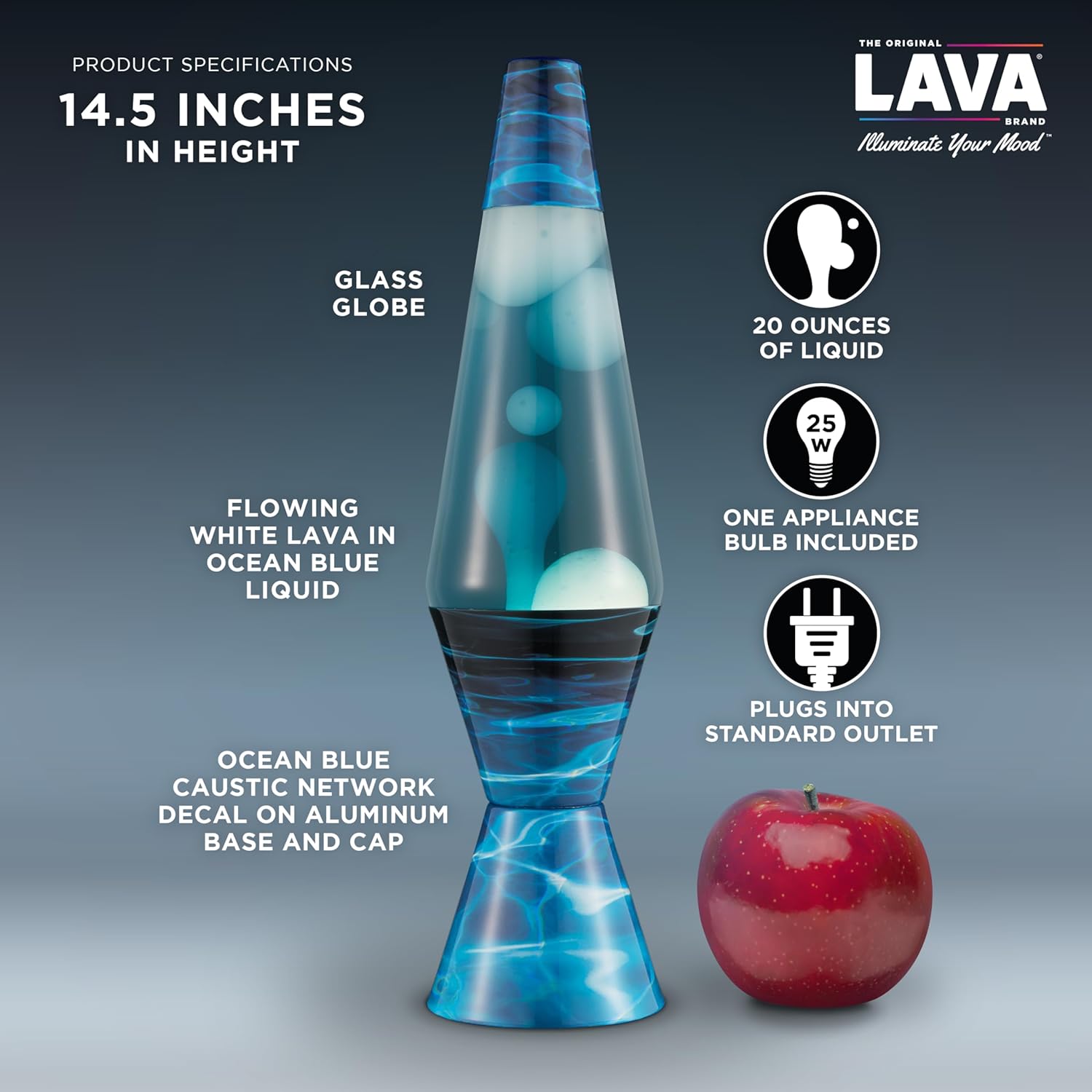 The Original Lava Lamp 145 Night Swim Classic Liquid Motion Lamp White Wax and Blue Liquid Item 2095 Amazon Exclusive