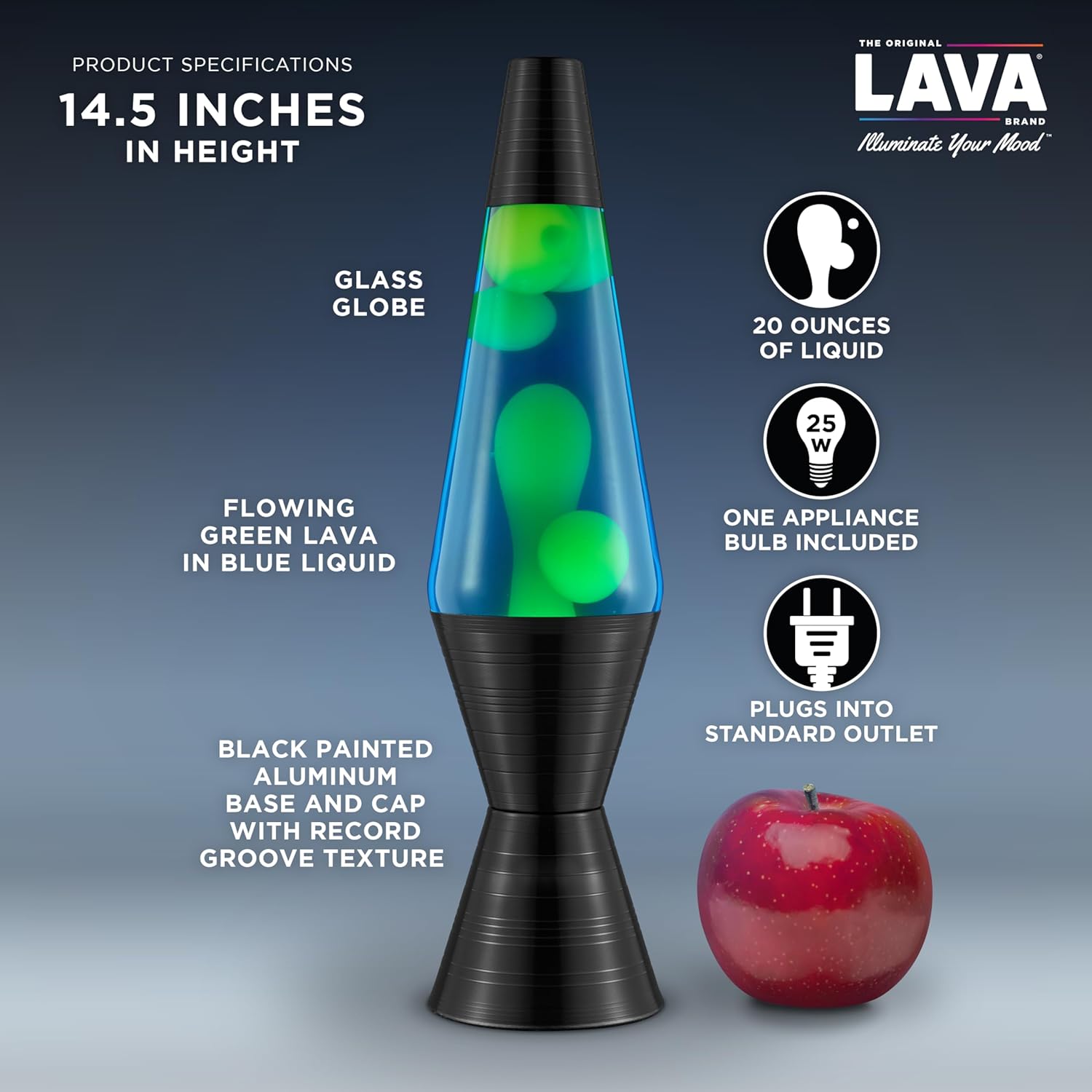 Lava The Original Lamp 145 Vinyl Record Grooved Base Classic Liquid Motion Lamp Yellow and Blue Liquid Item 2020 Amazon Exclusive