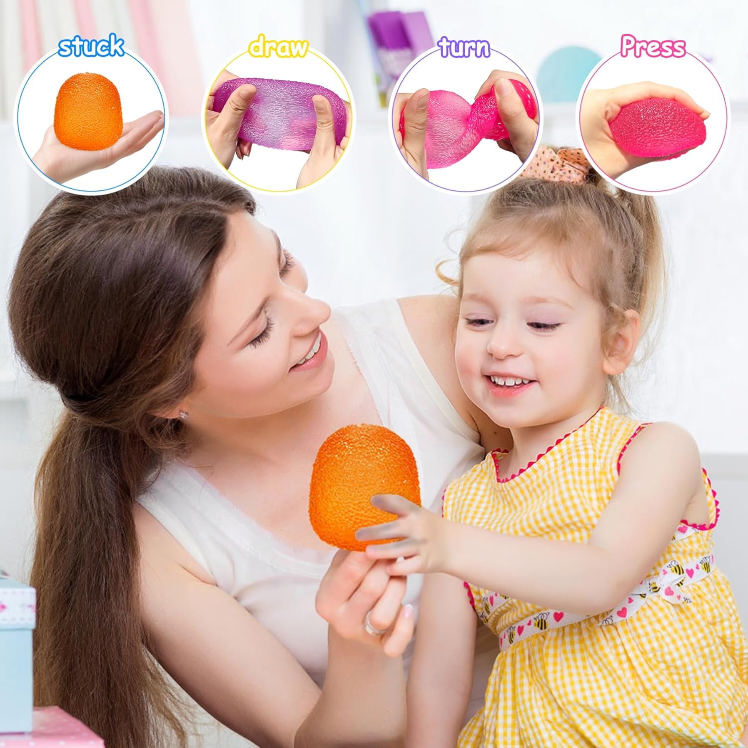 Squishy Fidget Toys Stress for Kids and Adults Super Solid Squeeze Ball Sensory for Stress Relief Birthday Easter Basket Stuffers and Party FavorsOrange