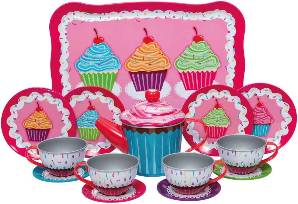 Cupcakes Tin Tea Set Multi colored Small