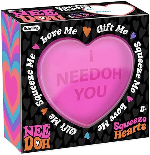 NeeDoh Squeeze Heart Valentines Squeeze Toy Satisfying Dough Filling 25 Wide Color May Vary Pack of 1