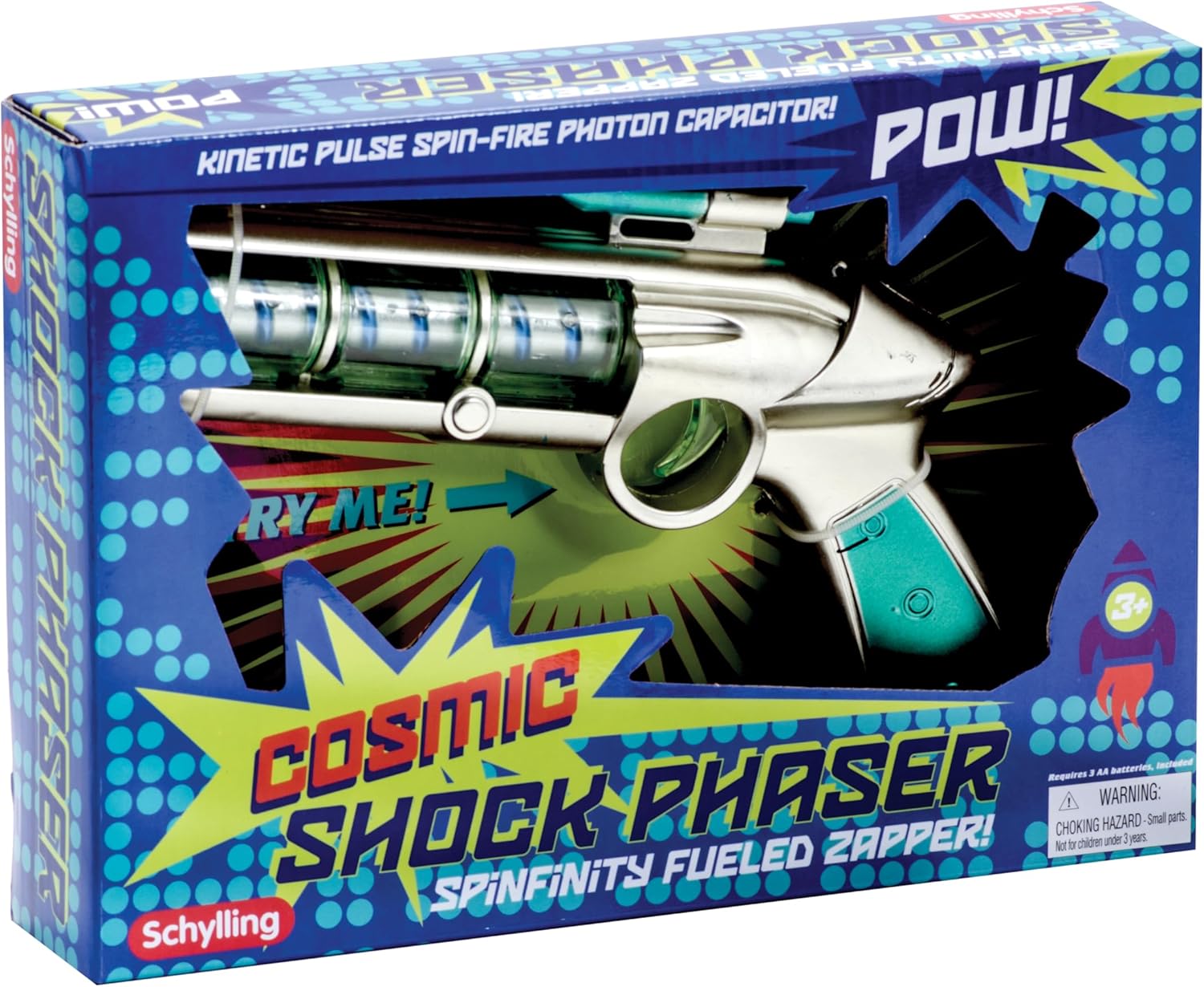 Cosmic Shock Phaser Kids Blaster Toy for Pretend Play Lights Up and Spins Ages 3 and Up